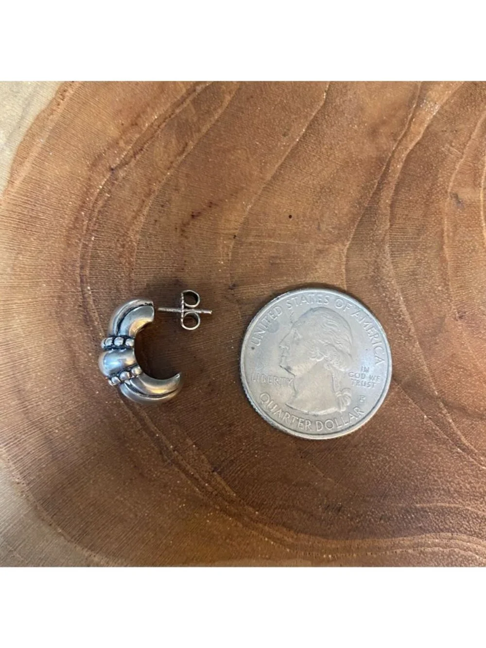 SINGLE Retired James Avery Thatch Half Hoop Earring, Sterling Silver